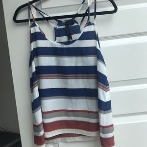 Tank top with blue, red and white  stripes